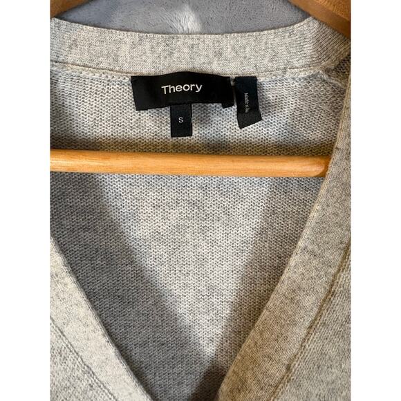 THEORY Gray Hanelee Cashmere Cardigan Sweater Small Minimalist Luxury Capsule - Picture 6 of 16